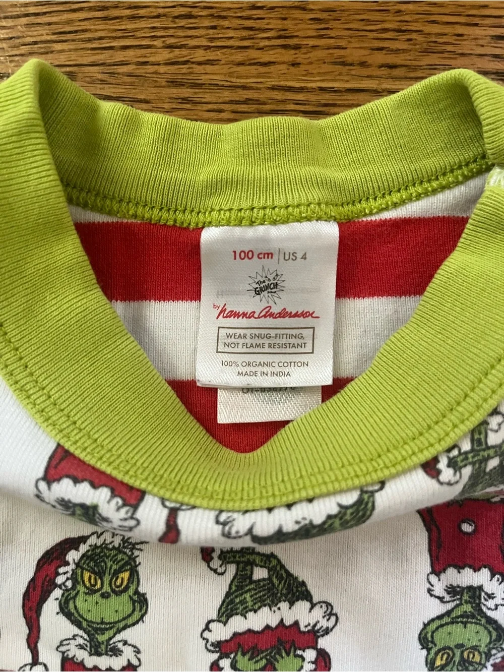 Hanna Andersson Red, White & Lime Striped Grinch Pajama Set